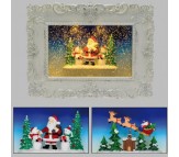 Quadro Babbo Natale da tavolo con glitter effetto nevicata 